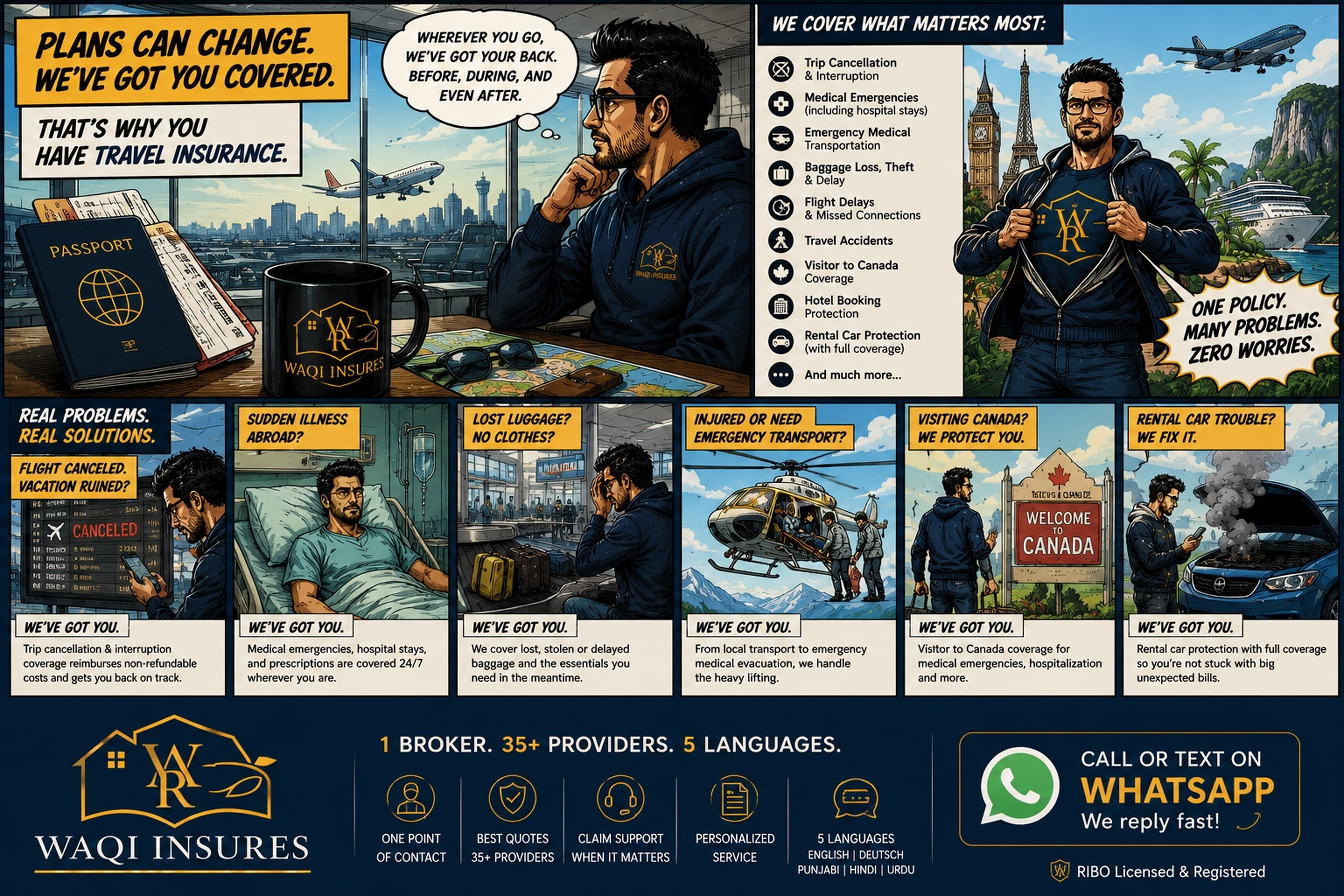 Travel insurance comic
